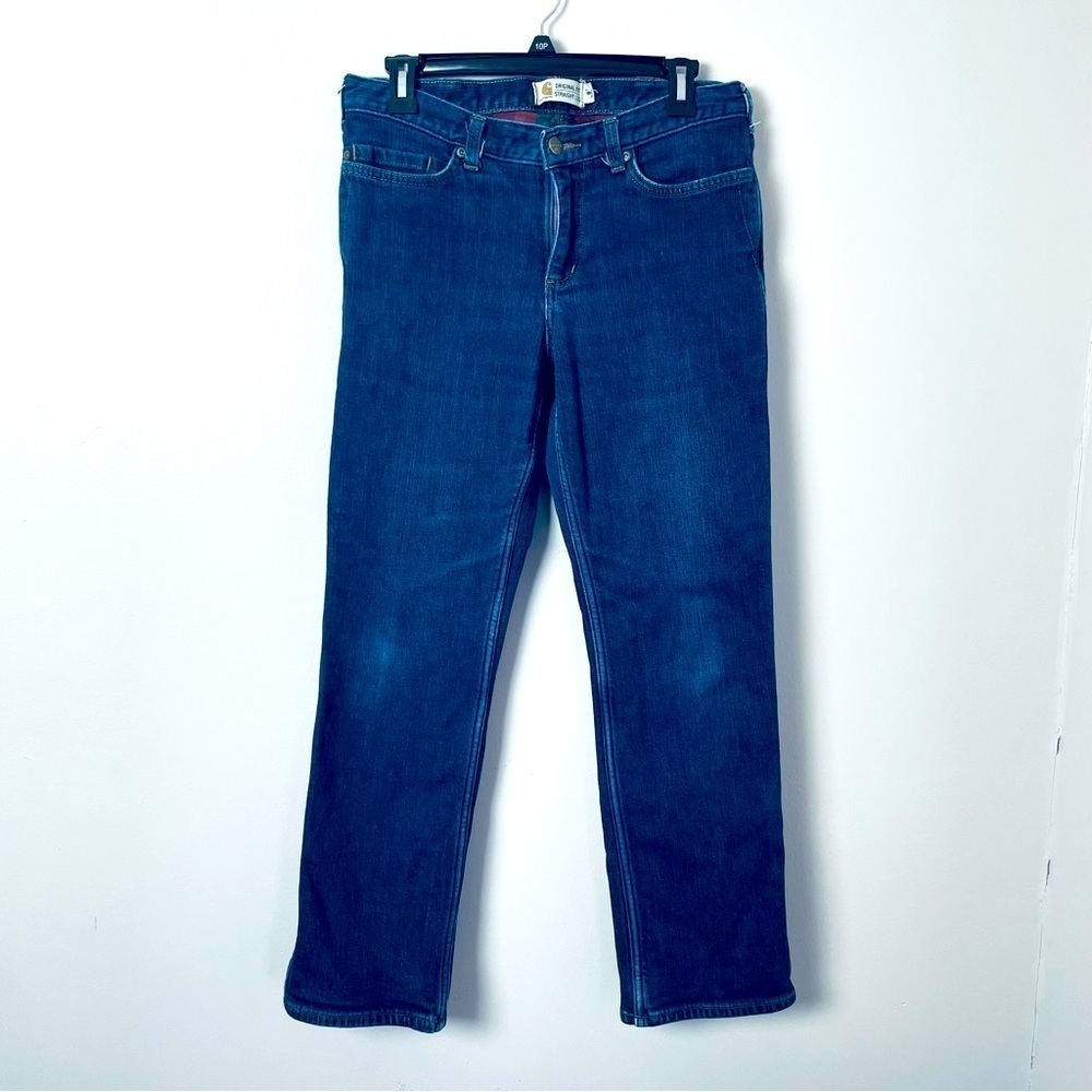 Carhartt Flannel-Lined Straight Leg Jeans – Blue Denim, Size 8 Short